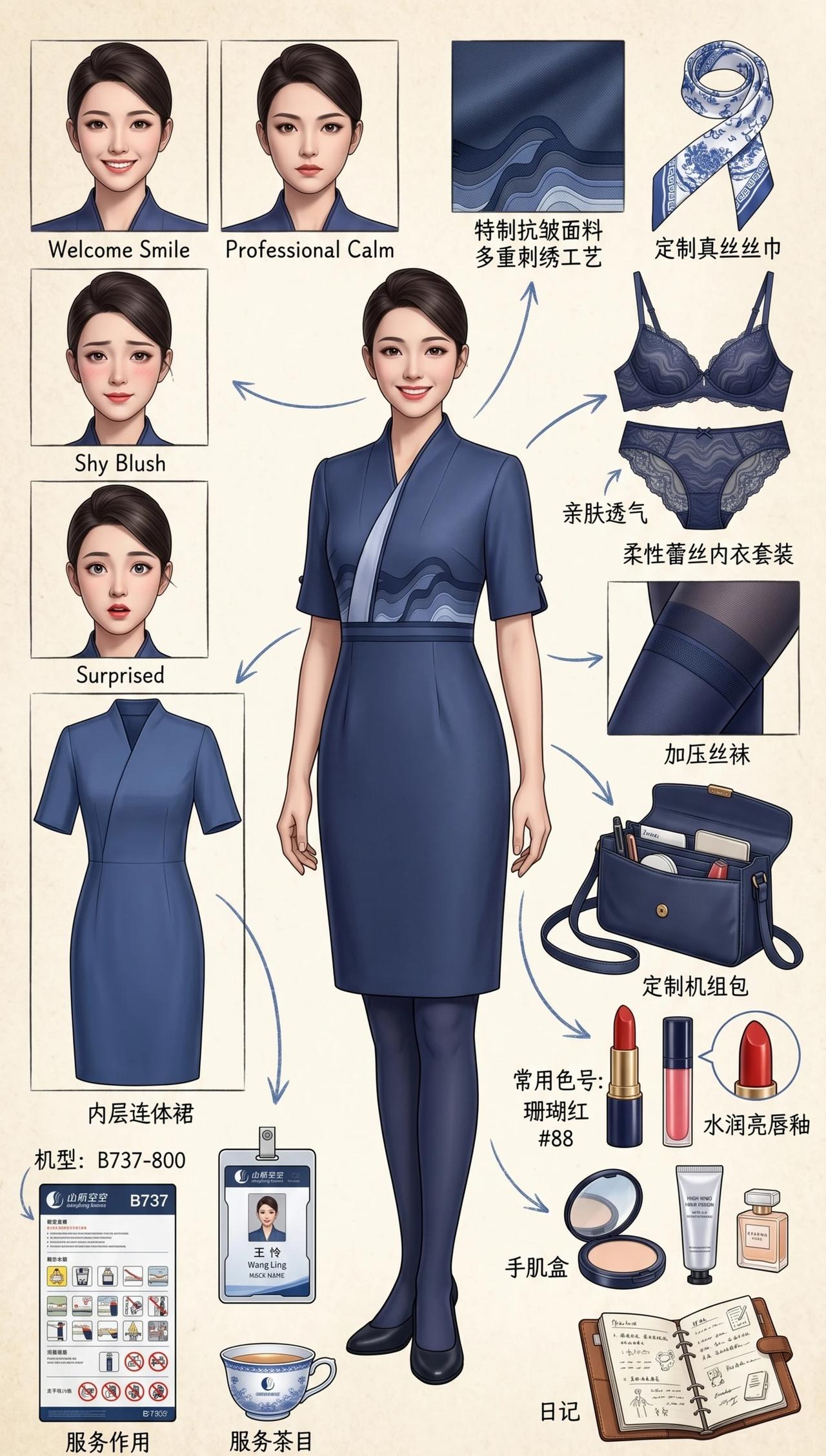 空姐穿搭之山东航空空姐空乘日常民航人