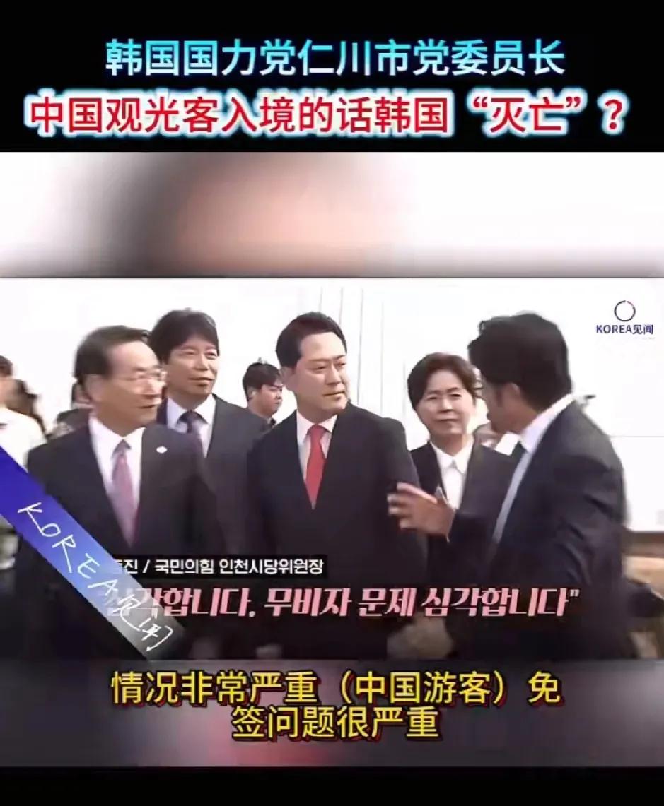 韩国国力党仁川市党委员长：韩国对中国游客免签，结果很严重，香港就是因为中国内地的