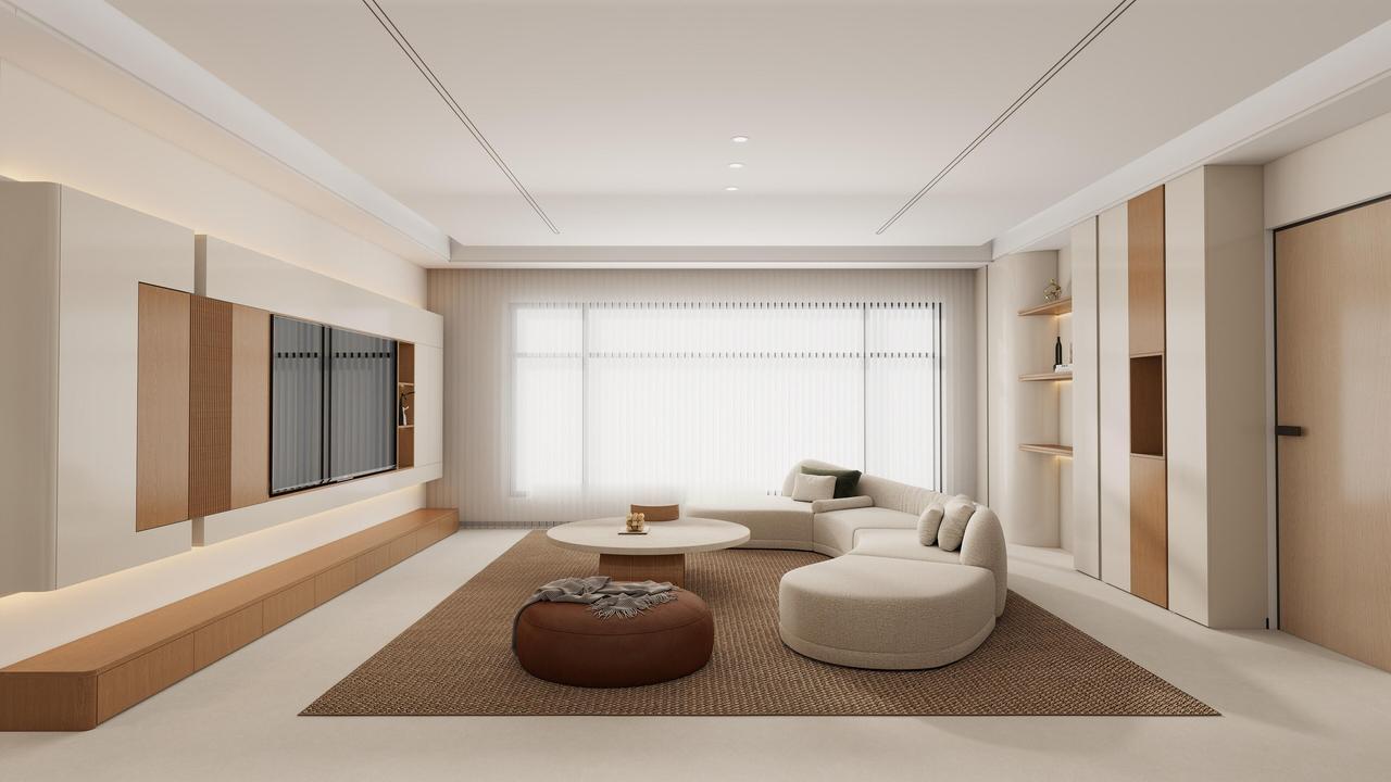 干净通透的现代感，配上温润木色，越简单越高级。自然质感的装修原木风全屋设计家