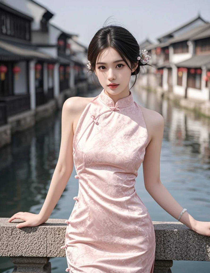 她踩着江南的云，一袭水墨缠腰，连风都成了她的裙摆！
