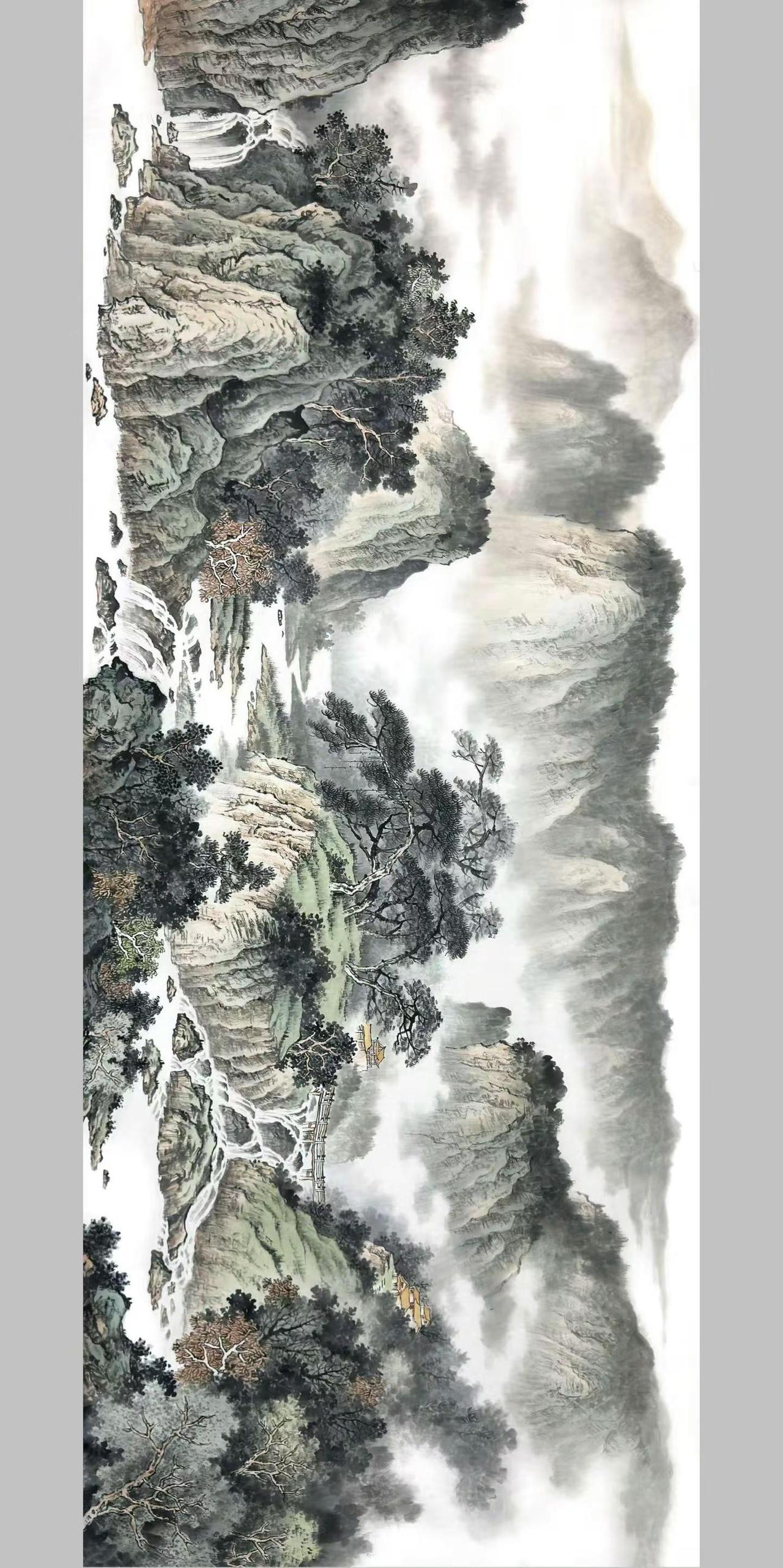 小六尺山水。定稿创作者中心创作灵感意境山水画国画专业