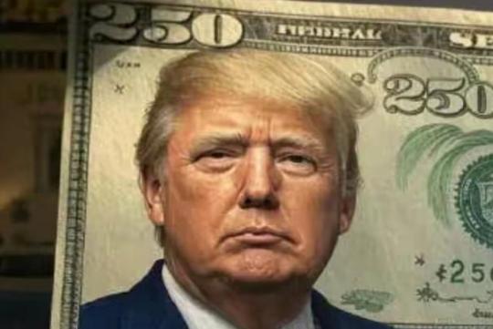 美国历史上第一位二百五总统即将诞生，就是当今美国总统特朗普，他要求在钞票上印上自