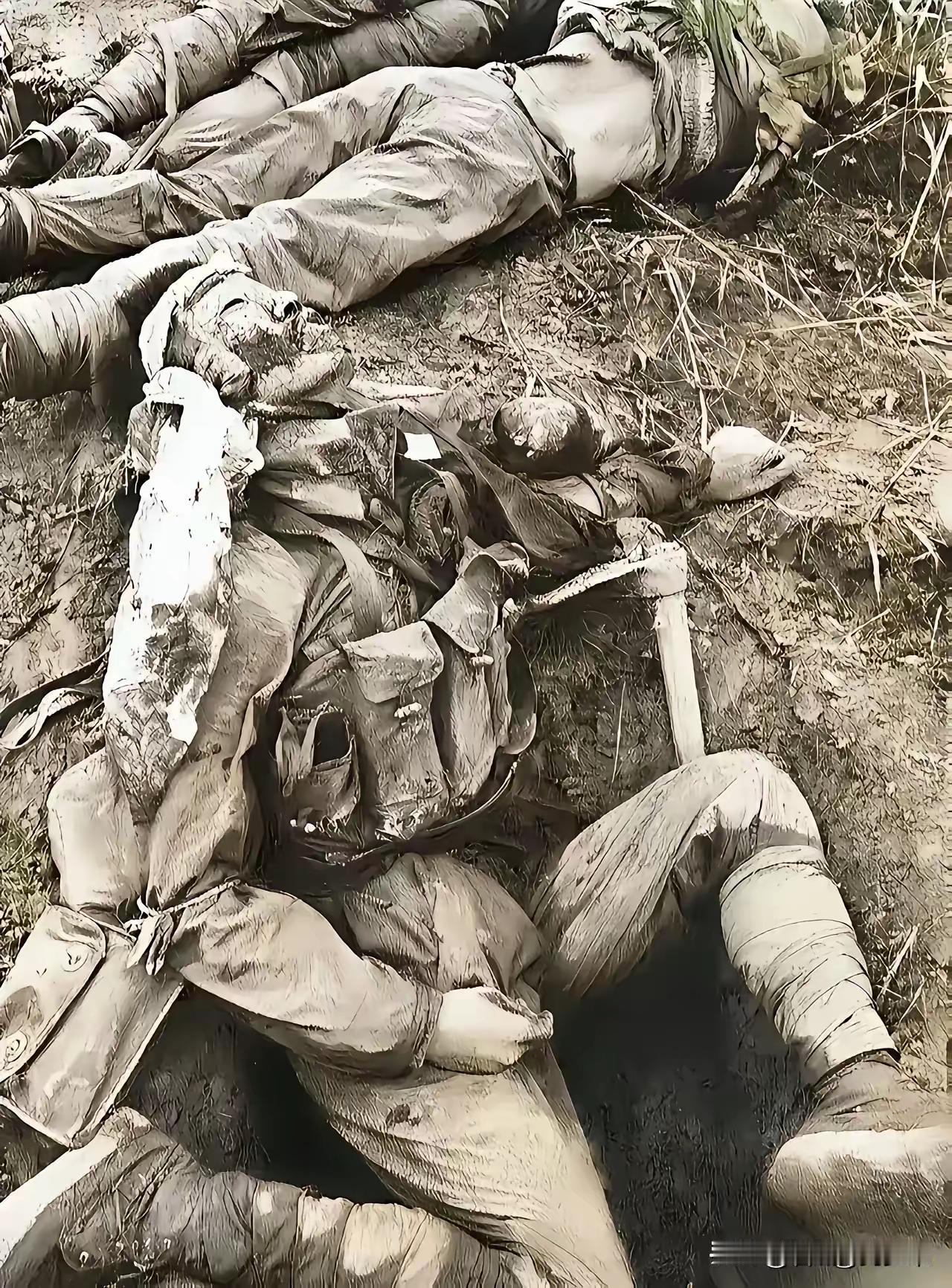 照片里英勇牺牲的战士们，高昂头颅，嘴里满是泥土的勇士是他们的班长。​​班长叫蒋