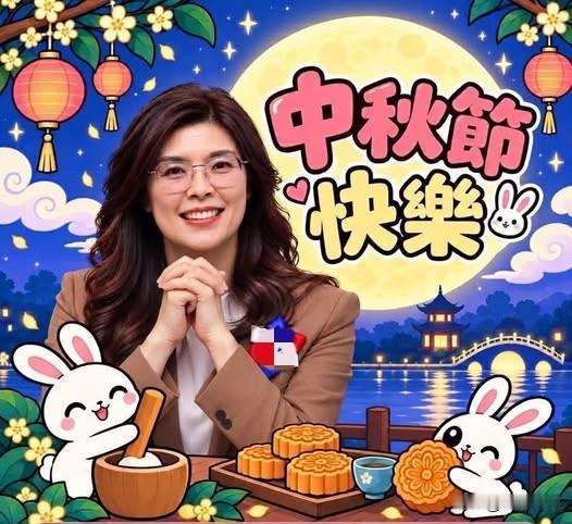 郑丽文祝大家中秋快乐值此中秋佳节之际，国民党主席郑丽文今天（25日）中午也在