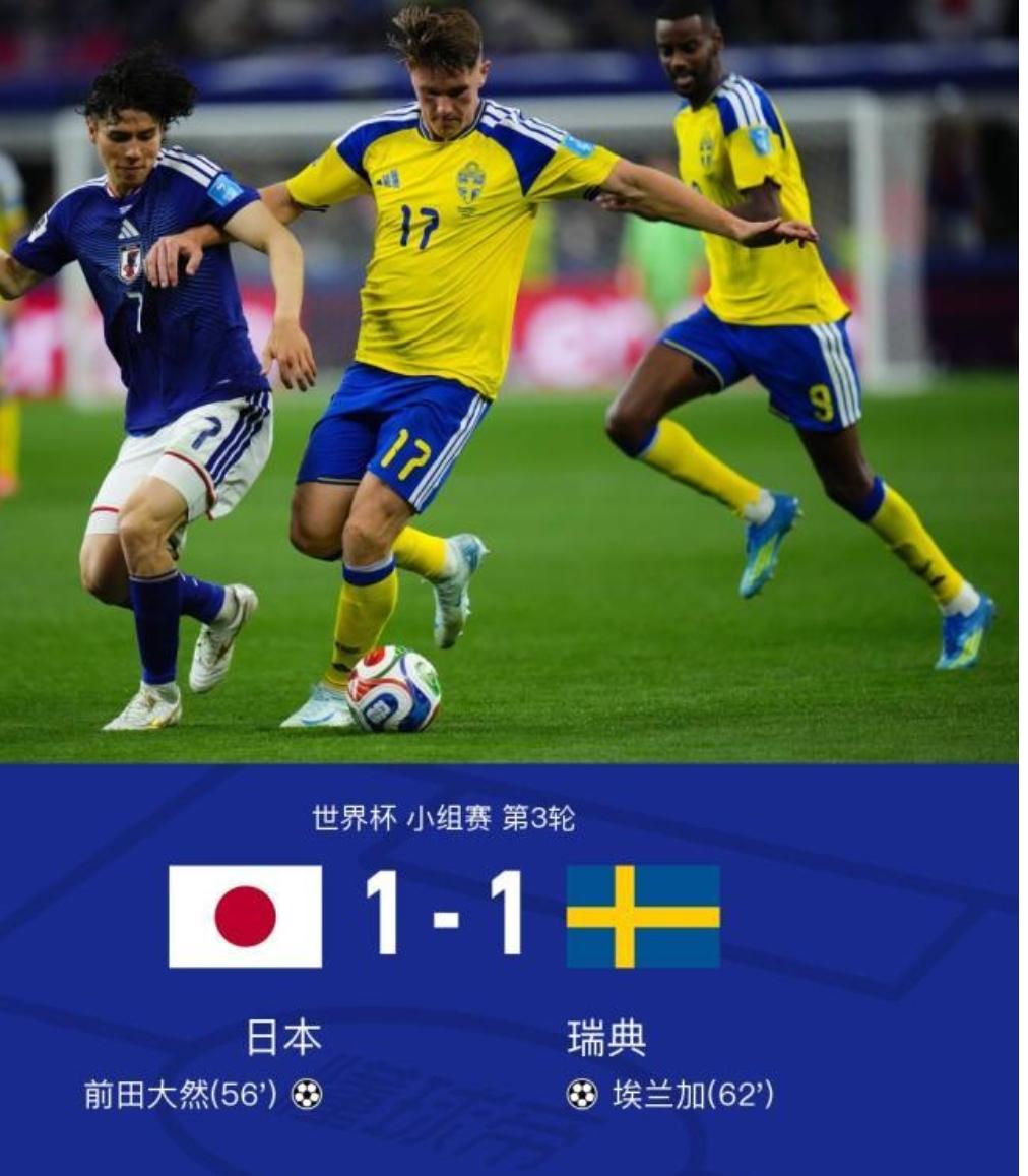 真服了日本队，明知山有虎，偏向虎山行，死磕巴西队！日本队1-1平瑞典，日本队以