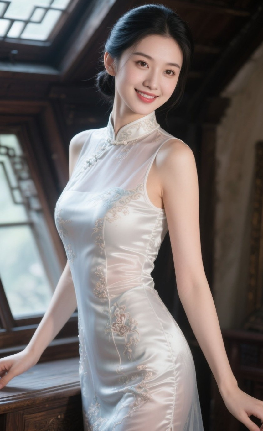 旗袍佳人步生莲眼波流转摄心魂