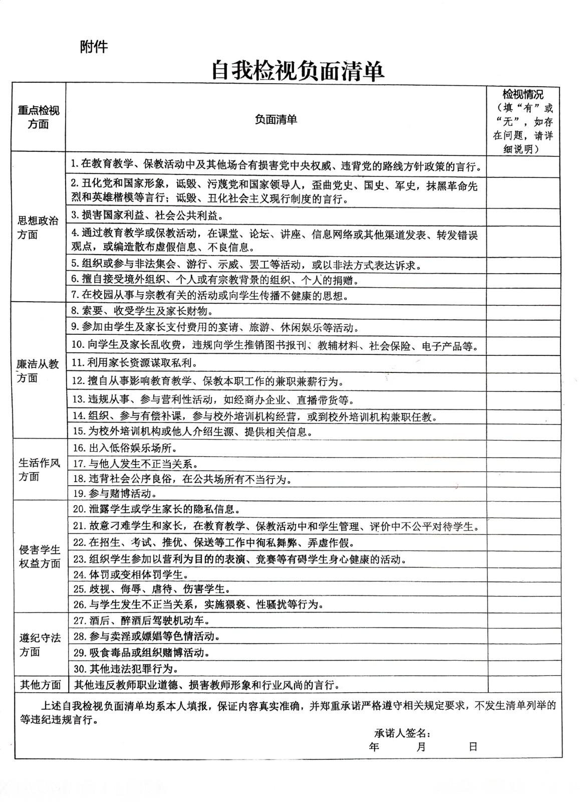 我以为今年教师节没有宣誓承诺签名这类东西了，结果刚上完课回到办公室，桌子上已经摆