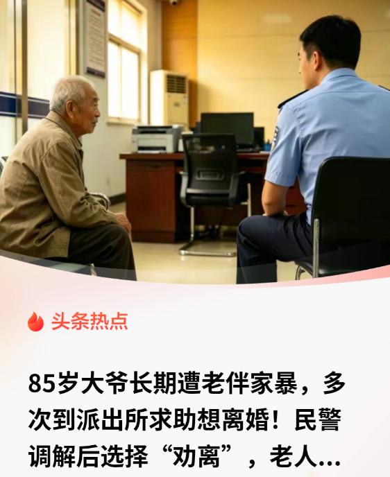 有些婚姻，离了才是解脱！山东济南，85岁大爷这辈子最怕的，是老伴儿。外人躲着走，