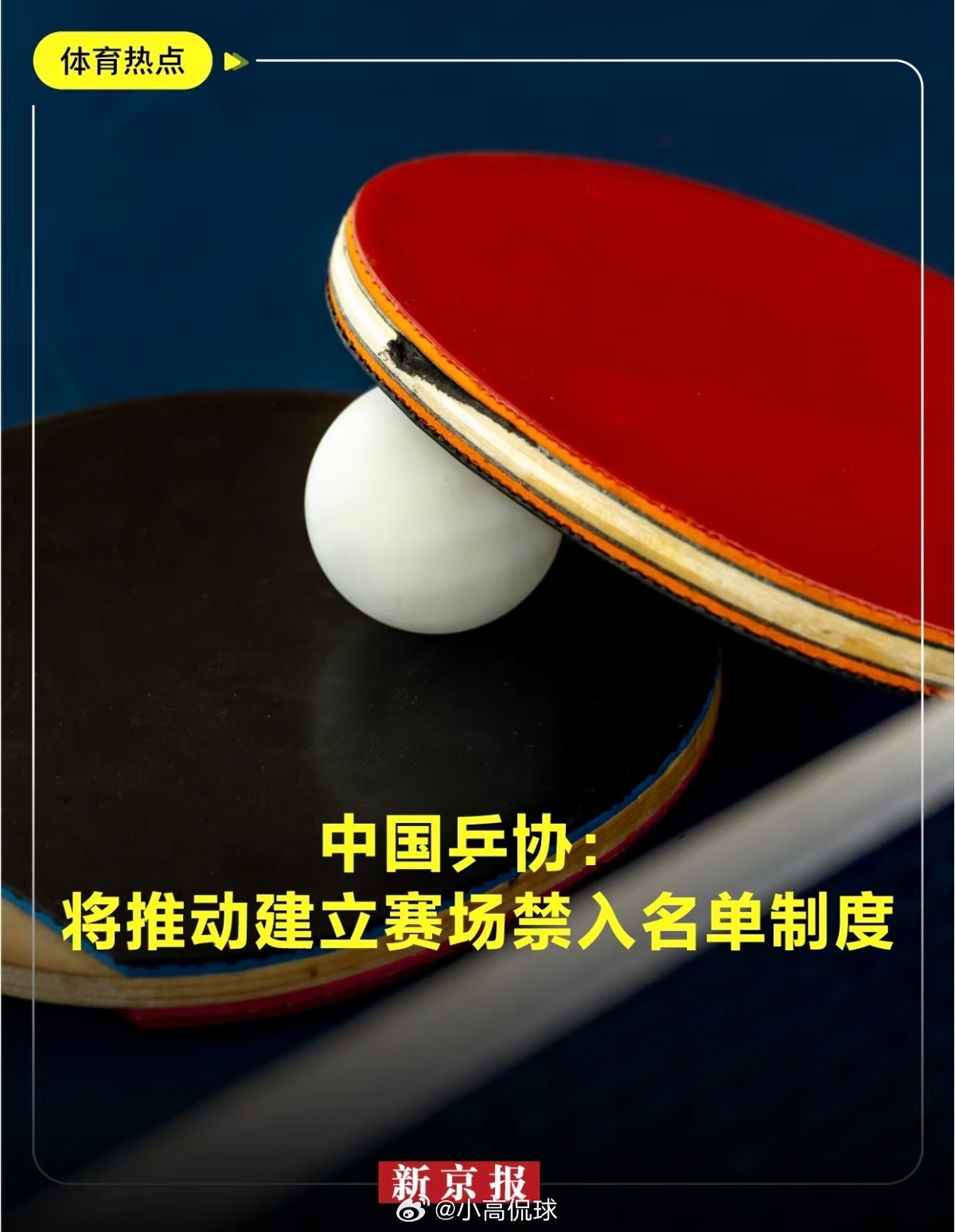 国乒将建立赛场禁入名单制度中国乒协发布新规，将推动建立赛场禁入名单制度，针对赛