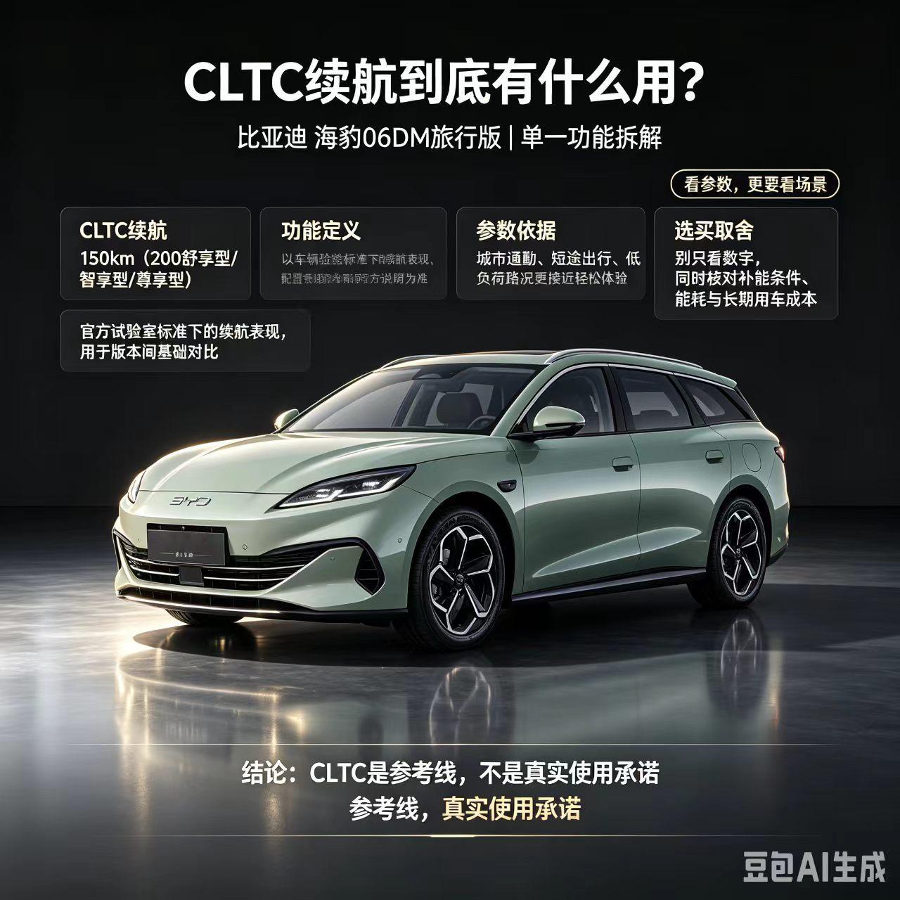 比亚迪海豹06DM旅行版的CLTC续航，是实验室标准下的参考数值，多用于不同版本之间横向对比。该数值