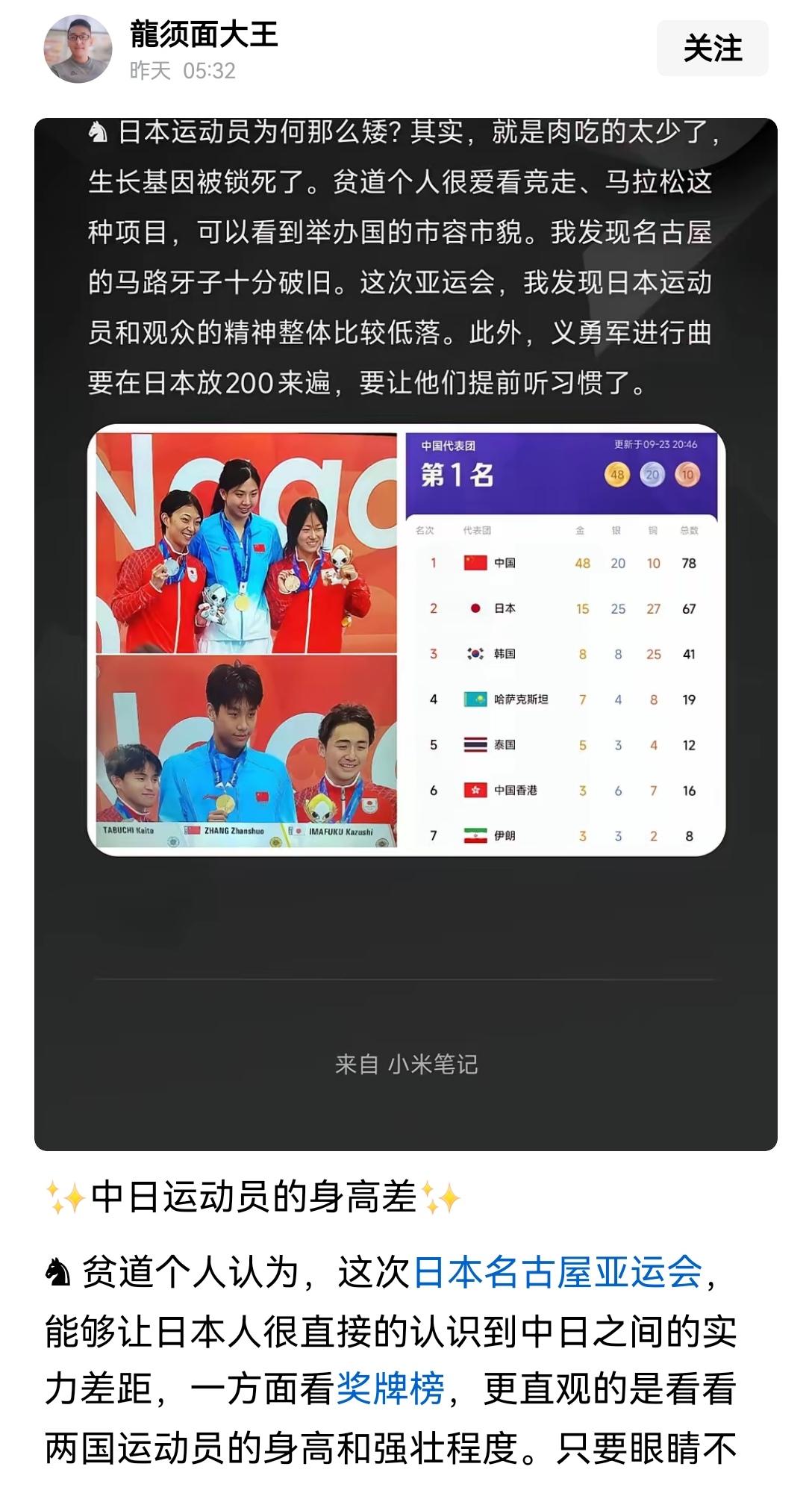 【中日运动员身高差异巨大，根本原因在于日本全国普遍的节食管理导致的营养不良】之前