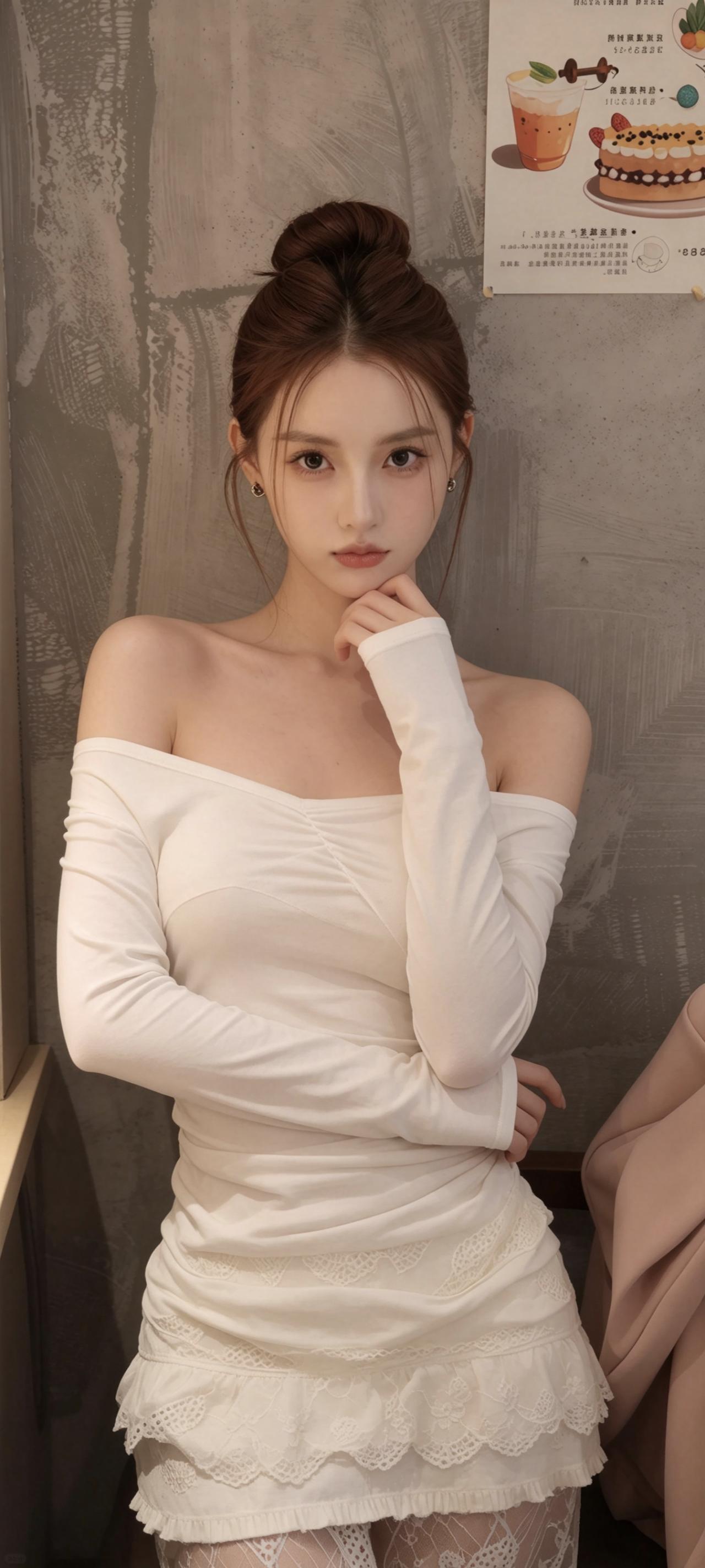 甜美少女风穿搭，白色蕾丝裙搭配优雅发髻，清新脱俗！美女的魅力能有多大？见过哪些