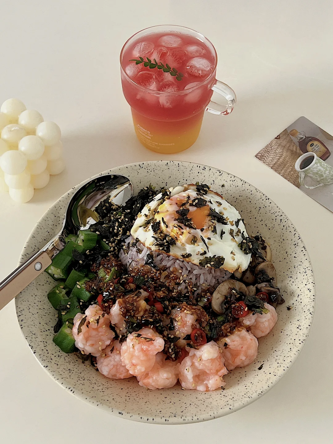 忍不住再吃一次|虾滑秋葵盖饭🍱简单又好吃