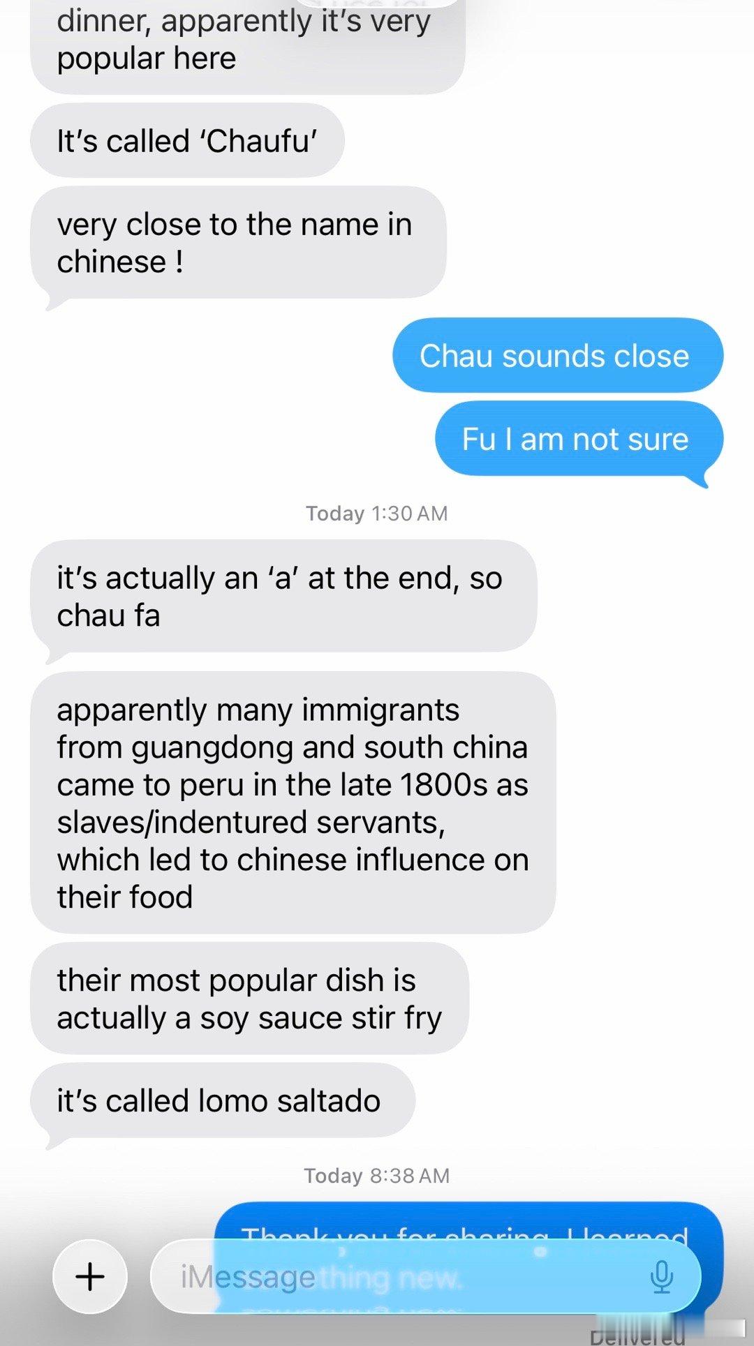秘鲁公园老二在秘鲁旅行，发现一个中国公园，将照片发给我。还告诉我吃了炒饭，炒饭
