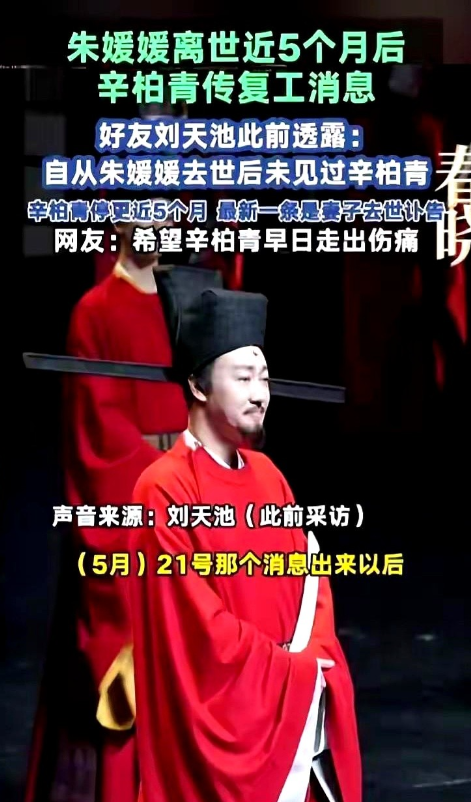 51岁朱媛媛走后，辛柏青把日子掰成五季。他把30万稿费全捐，每天写三页纸，像