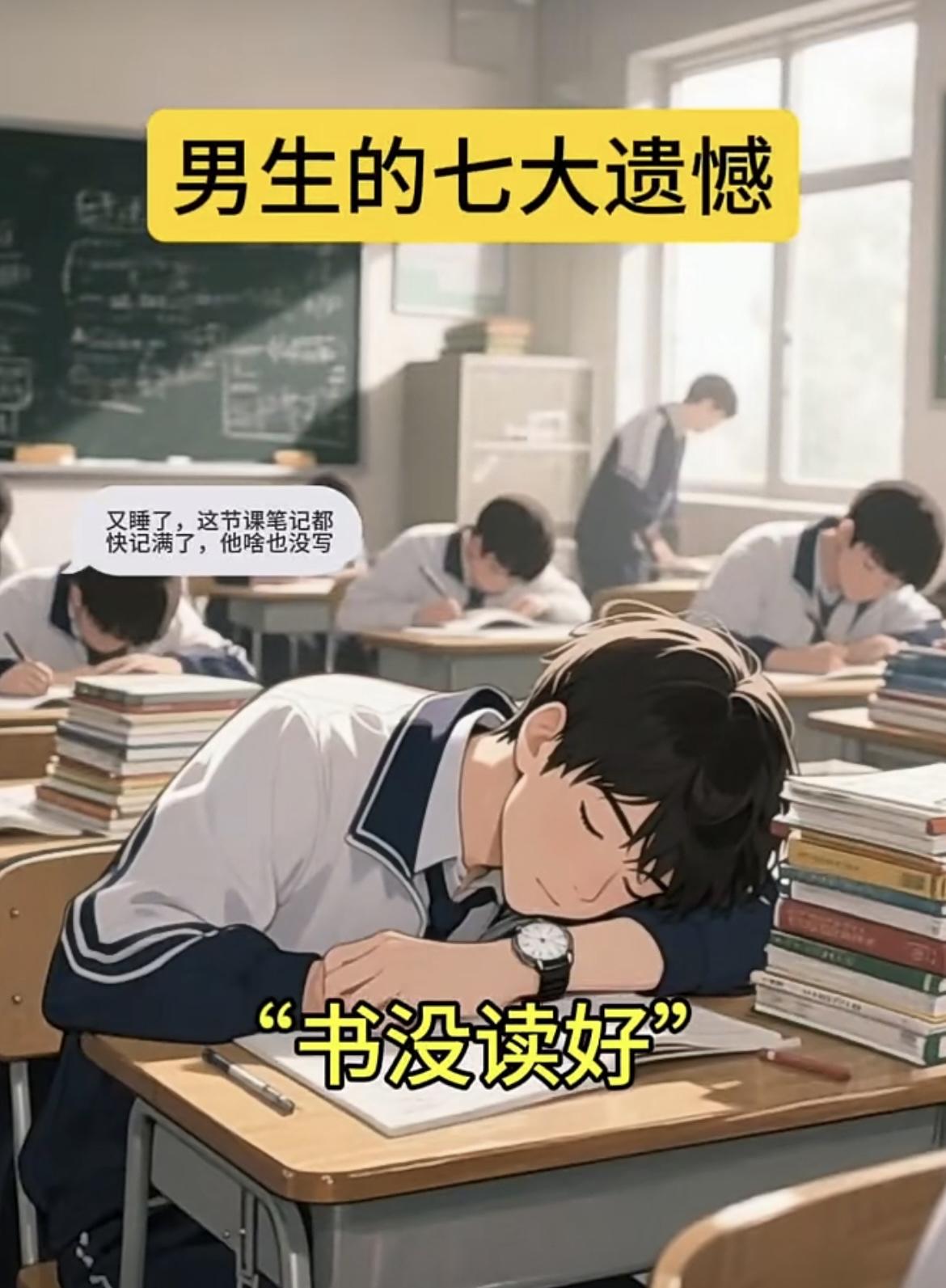 男生的七大遗憾[吃瓜]是青春里没说出口的“要是当初”：1.书没读好——课