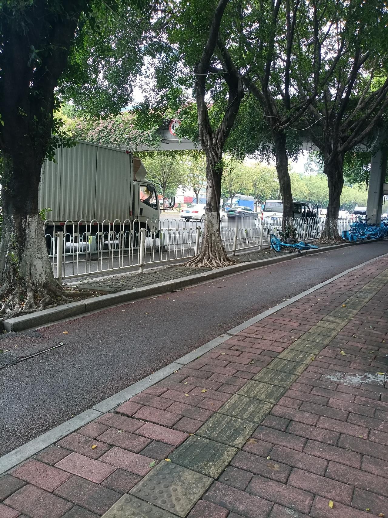 广州新滘西路段,好多汽车货拉拉违停在繁忙的机动车道上面,一停停好久,没有摄像头,
