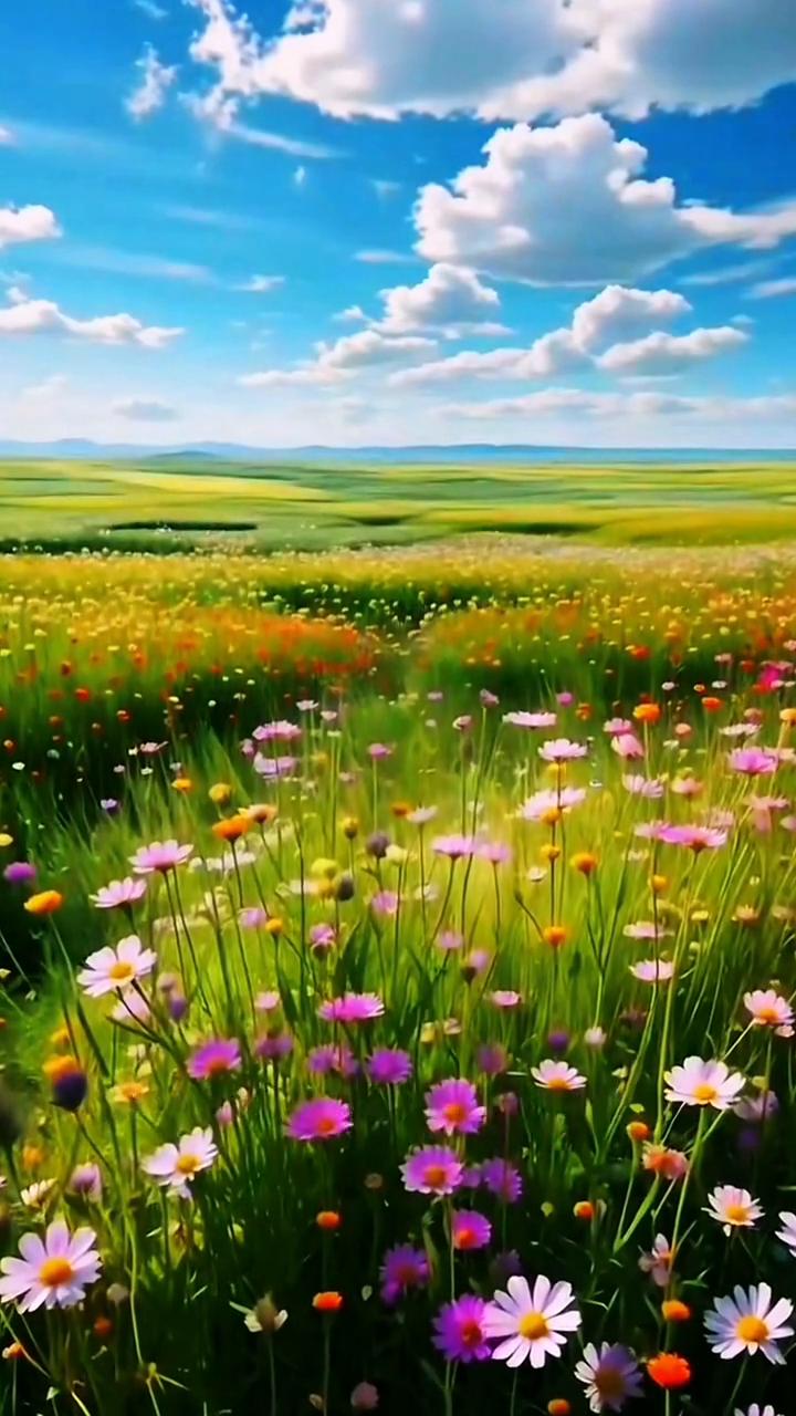 《神奇草原》。胡杨林守望着千年蓝天，风吹草低见牛羊美丽的家园。岩画把爱恨写进悠