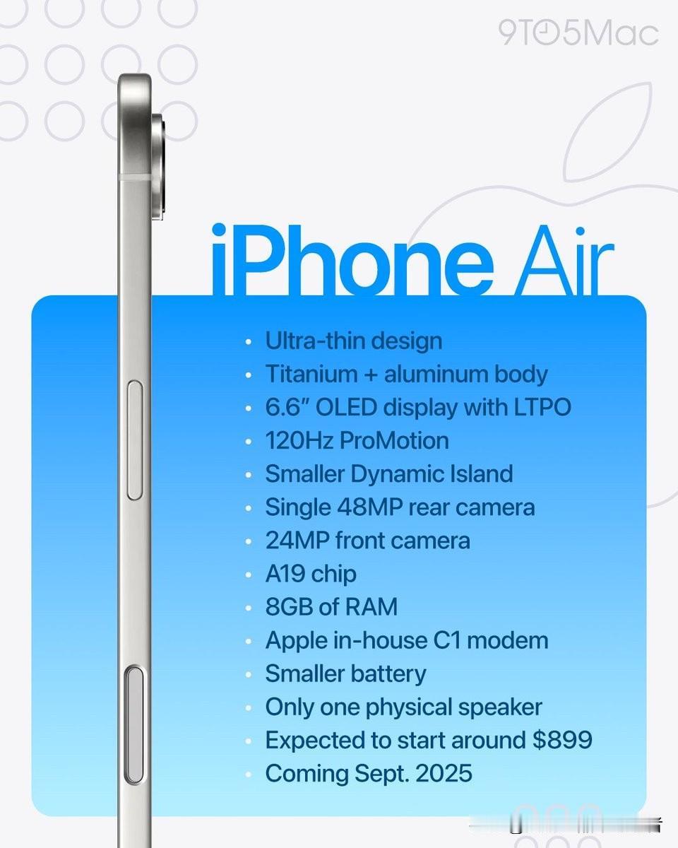 苹果iPhone17Air即将问世。超薄旗舰机型是否又要回归大众视野了呢？[