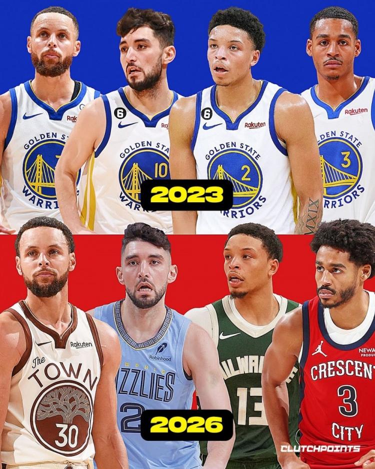 勇士3年前的4后卫：库里+杰罗姆+罗林斯+普尔~库里：留守勇士杰罗姆：勇士