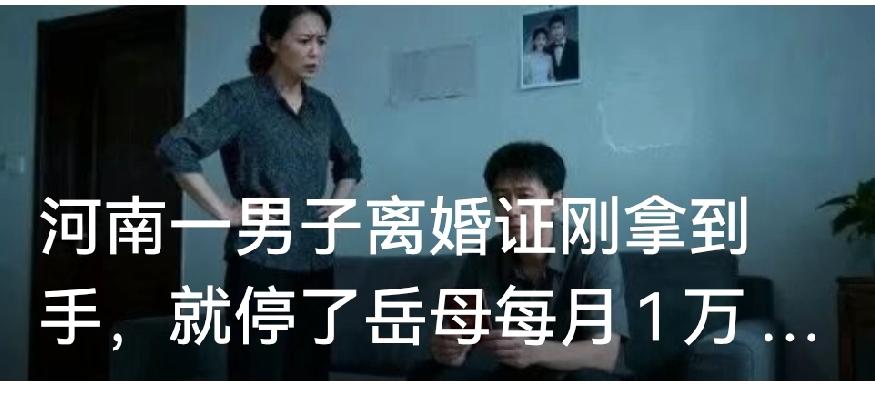 离婚证刚到手，男子立刻停掉岳母每月1.5万生活费，前妻上门理论引热议河南一