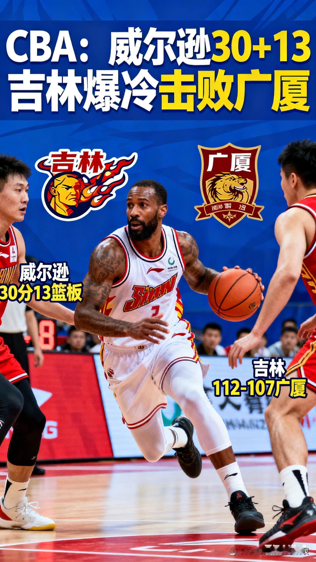 CBA惊天冷门！威尔逊打满42分钟狂砍30+13，吉林掀翻联盟第一谁能想到