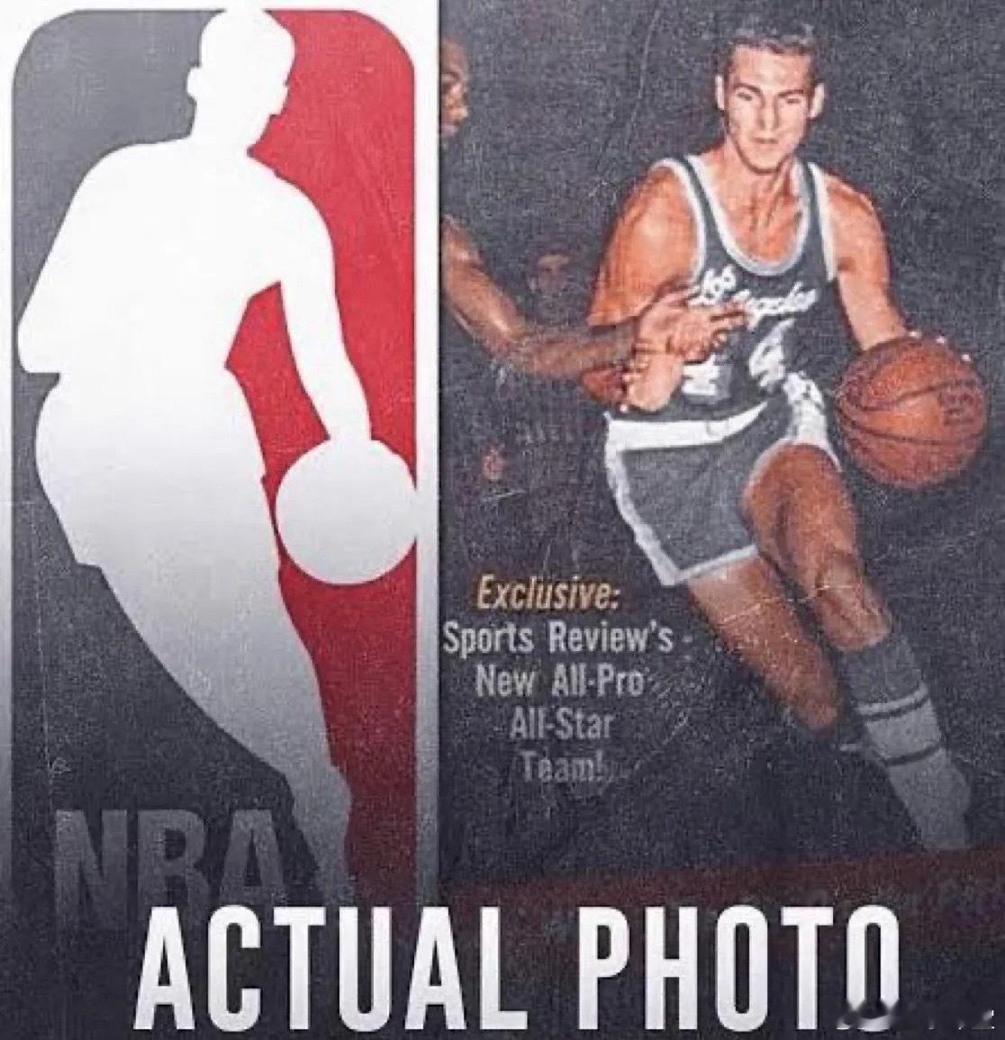 NBA标志背后的真实照片，是1969年摄影师温·罗伯茨拍摄的杰里·韦斯特。这位传