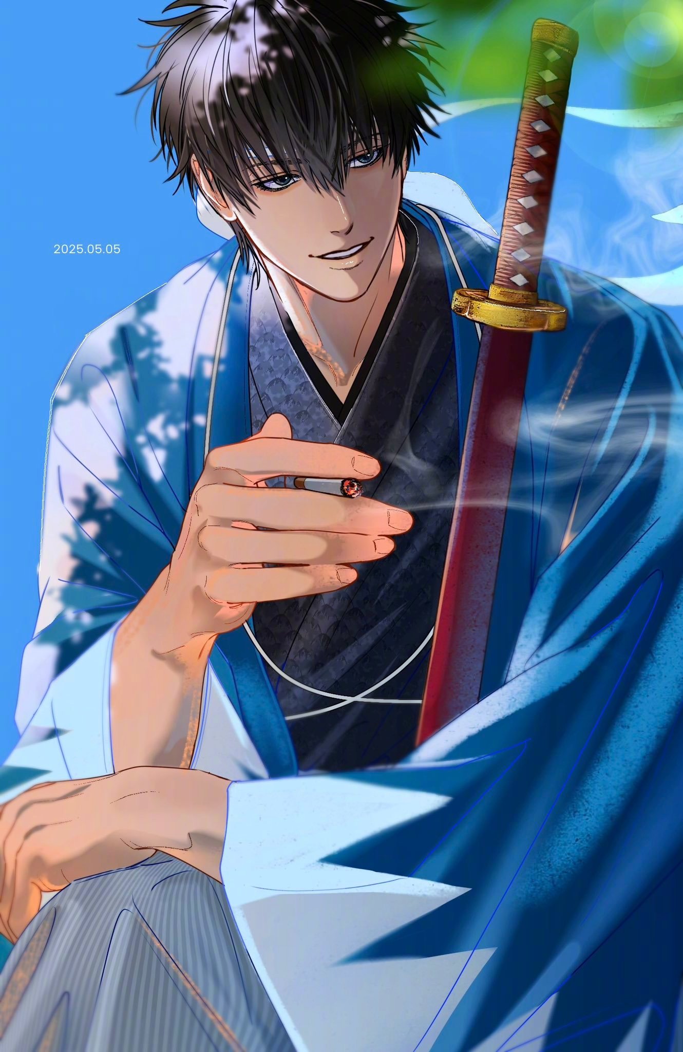 银魂5/5土方十四郎生贺图🎏💙帅的很权威🙌🙌[打