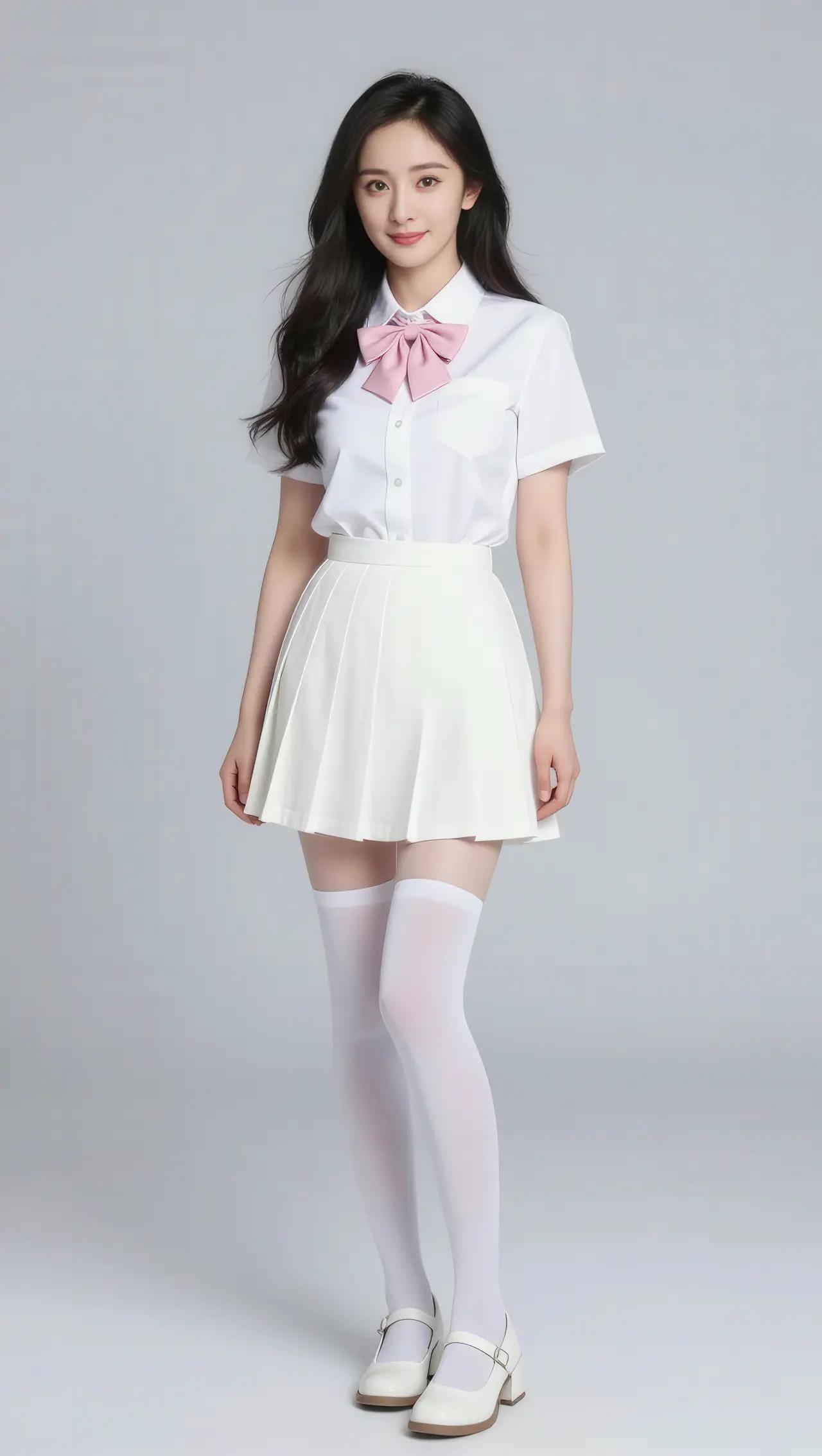 杨幂青春洋溢的校园风穿搭，甜美可人！美女明星谁最美杨幂