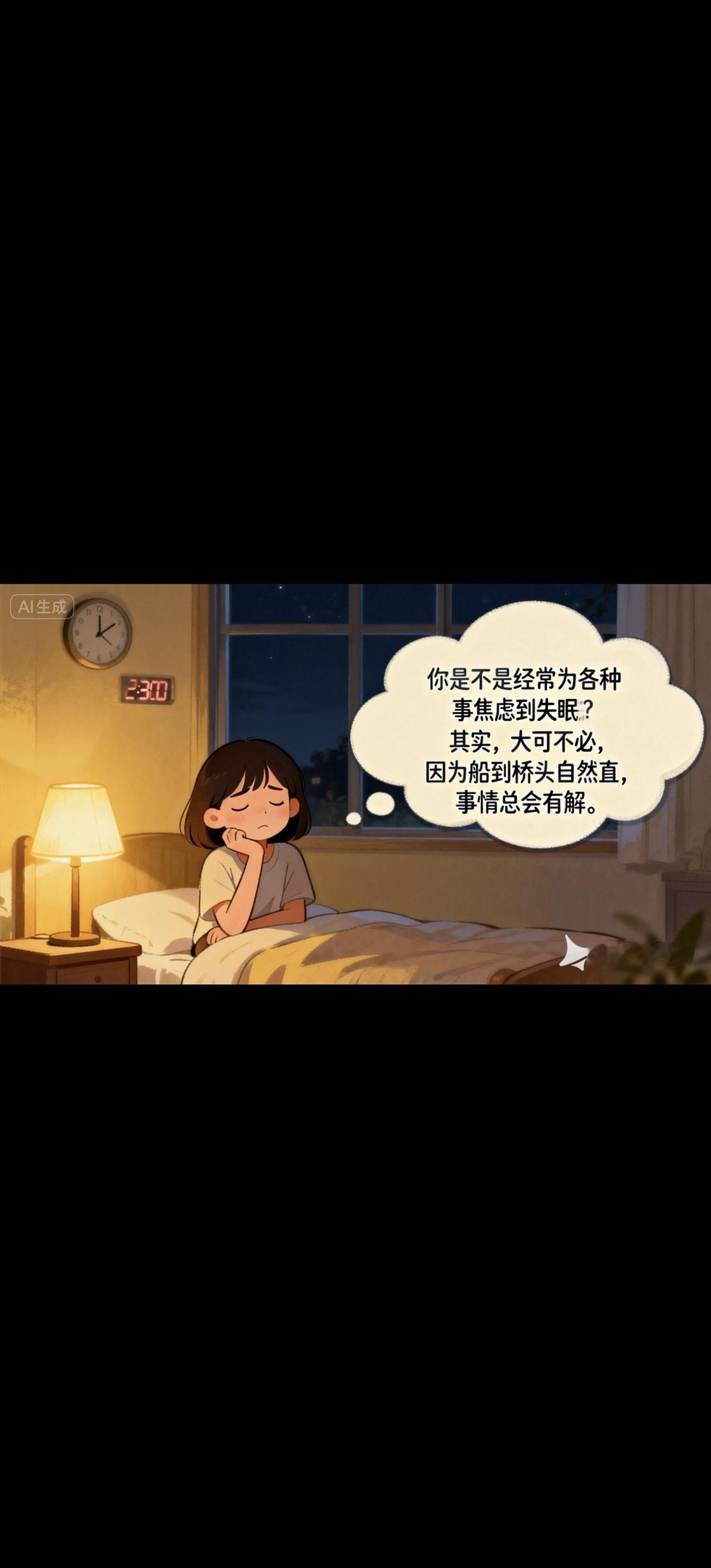 你是不是经常为各种事焦虑到失眠？其实，大可不必，因为船到桥头自然直，事情总会有解