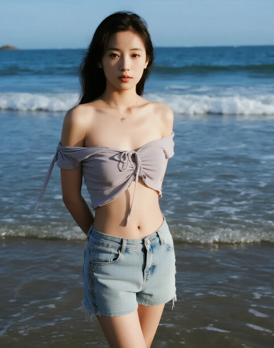沙滩上的她，美得让人移不开眼