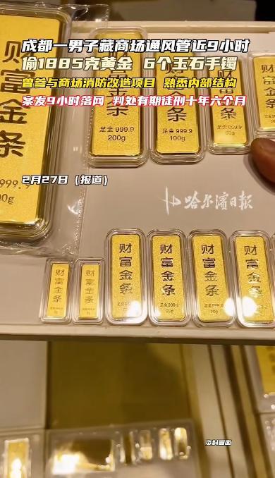 成都商场惊现“管道幽灵”！潜伏9小时盗走140万黄金，警方9小时破案细节曝光，网