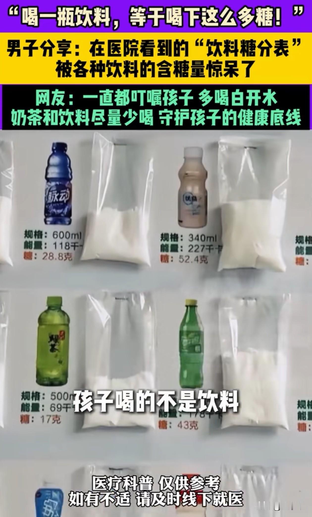 万万没想到！北京，男子去医院办事，看见了一个“饮料糖分展示墙”，他仔细一看，大吃