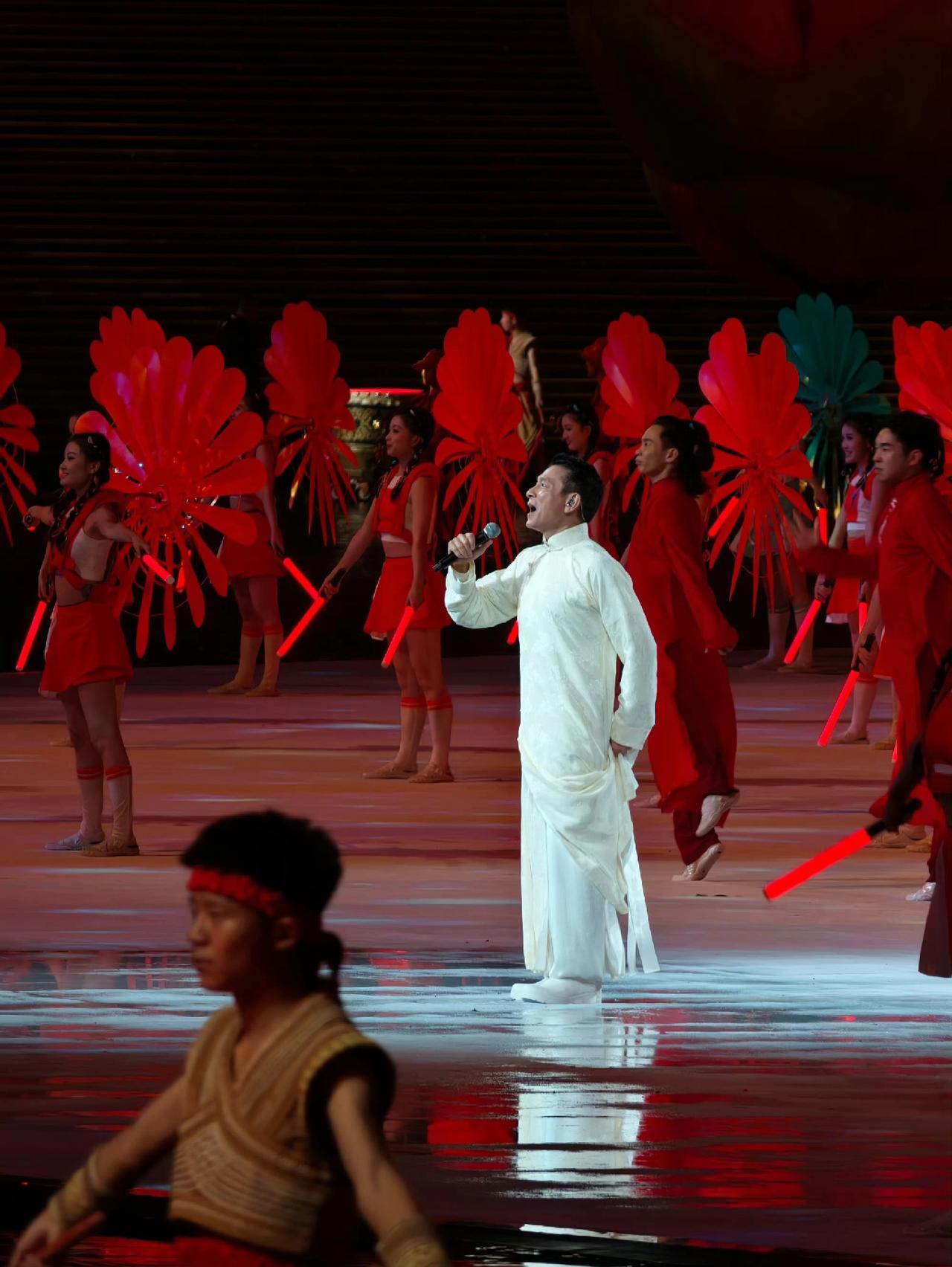 刘德华在全运会一出场的时候我忍不住打了个激灵开始我以为是灯光的问题，后来才发