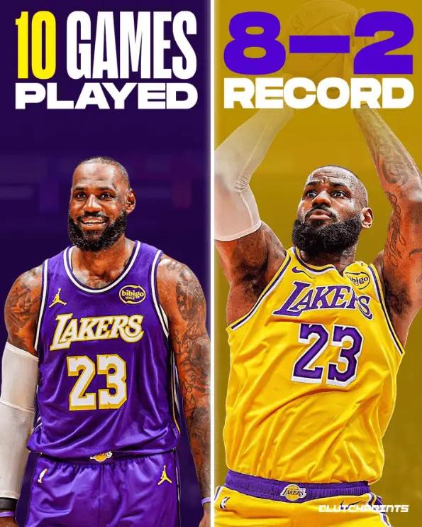 詹姆斯破坏化学反应？詹姆斯复出10场比赛，湖人8胜2负。前五场比赛，詹姆