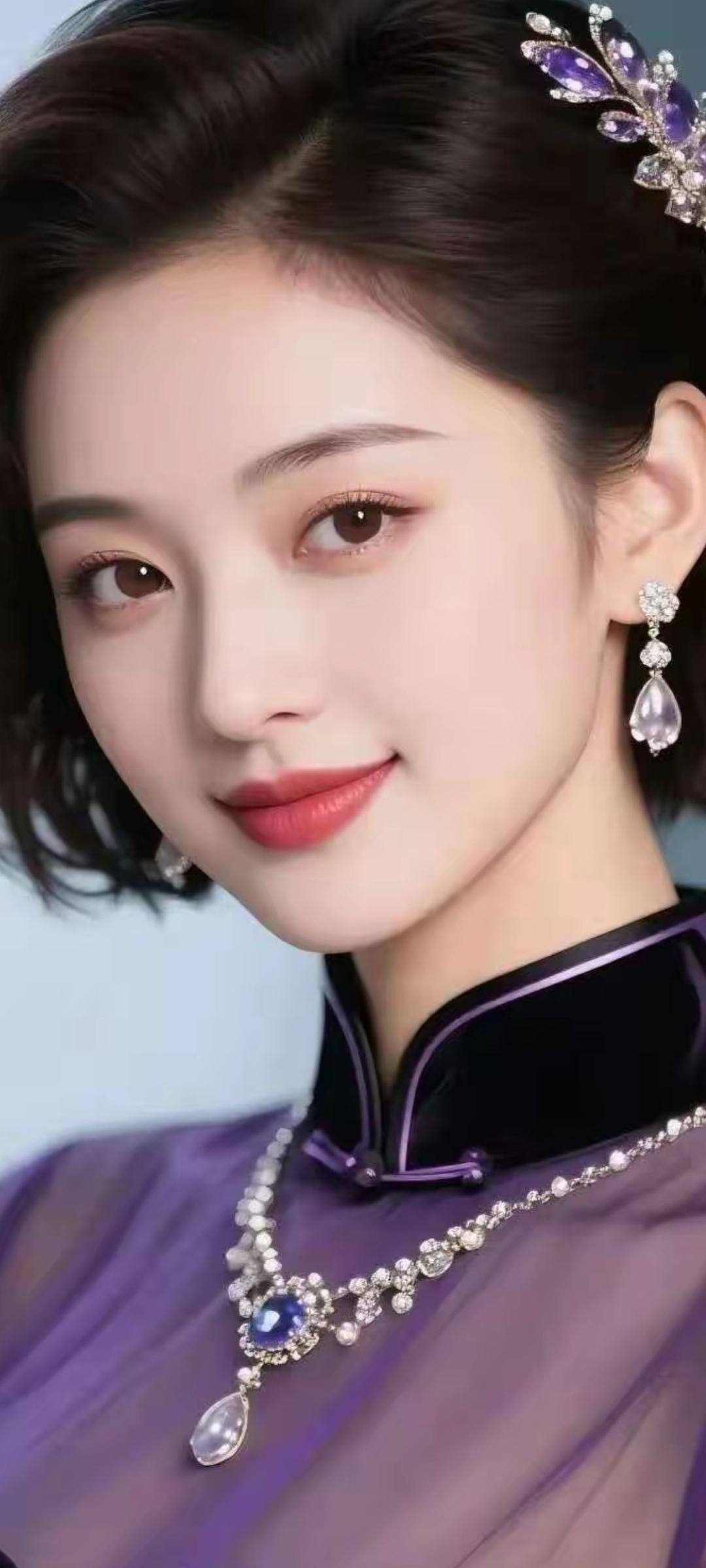 优雅紫衣，闪耀珠宝，尽显东方古典美