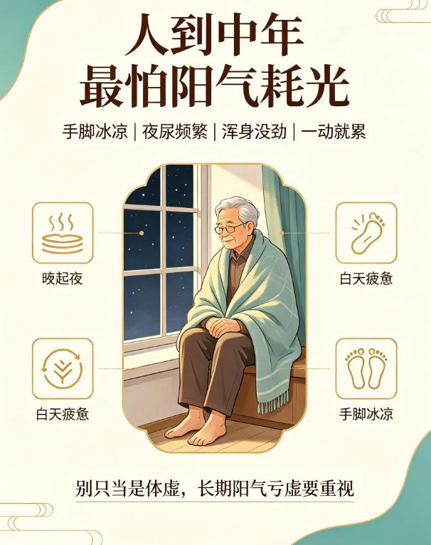 人到中年最怕阳气耗光！五脏阳虚对照看看你占几条不少中老年人常年手脚冰凉、夜