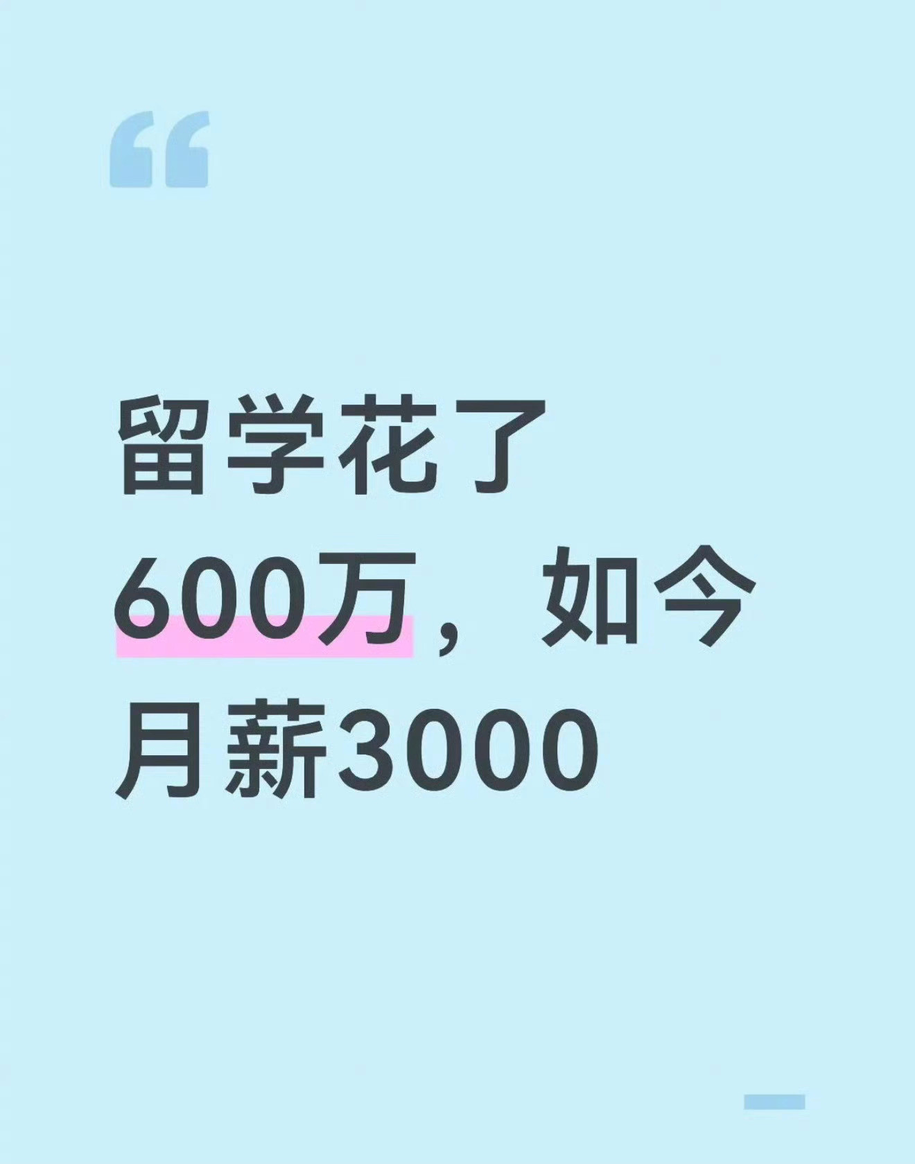 网友：留学600万，回来月薪3000