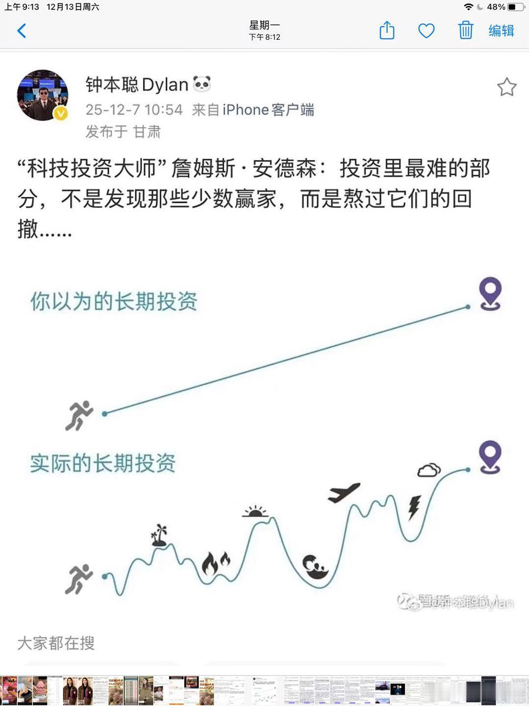 科技投资大师詹姆斯·安德森说，投资里最难的部分不是发现那些少数的赢家，而是熬过他