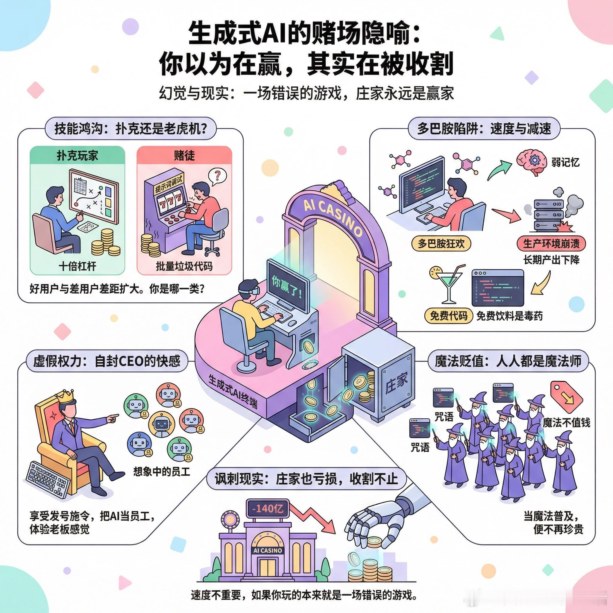 【生成式AI的赌场隐喻：你以为在赢，其实在被收割】程序员圈子里有个越来越刺耳的声