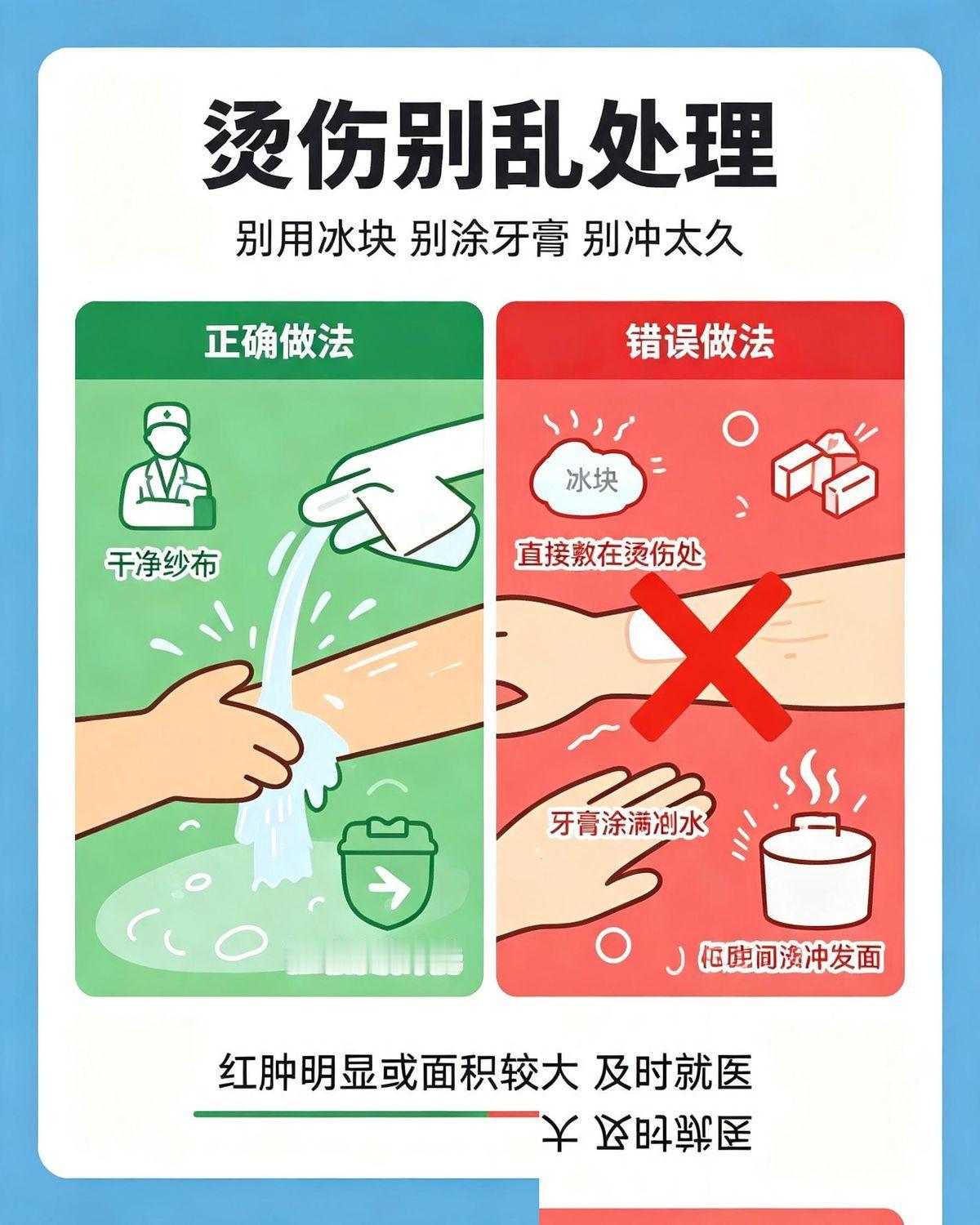 烫伤后冲凉水降温，这不是基本常识吗？但山东有位大姐，硬生生把这个急救常识变成了让
