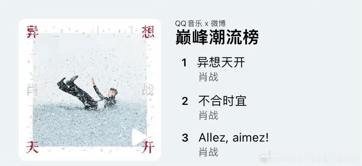 肖战全新ep《异想天开》上线不到9个小时，就拿下5个第一，不愧是顶流巨星，做什么