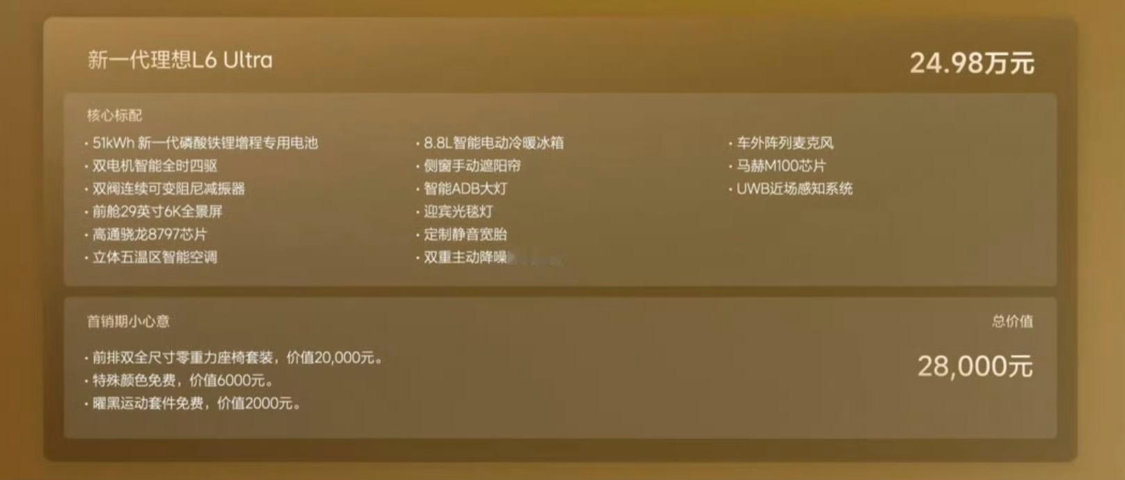 卧槽，理想L6，只有一个配置Ultra版各种升级，标配ADB大灯标配静音电吸门，