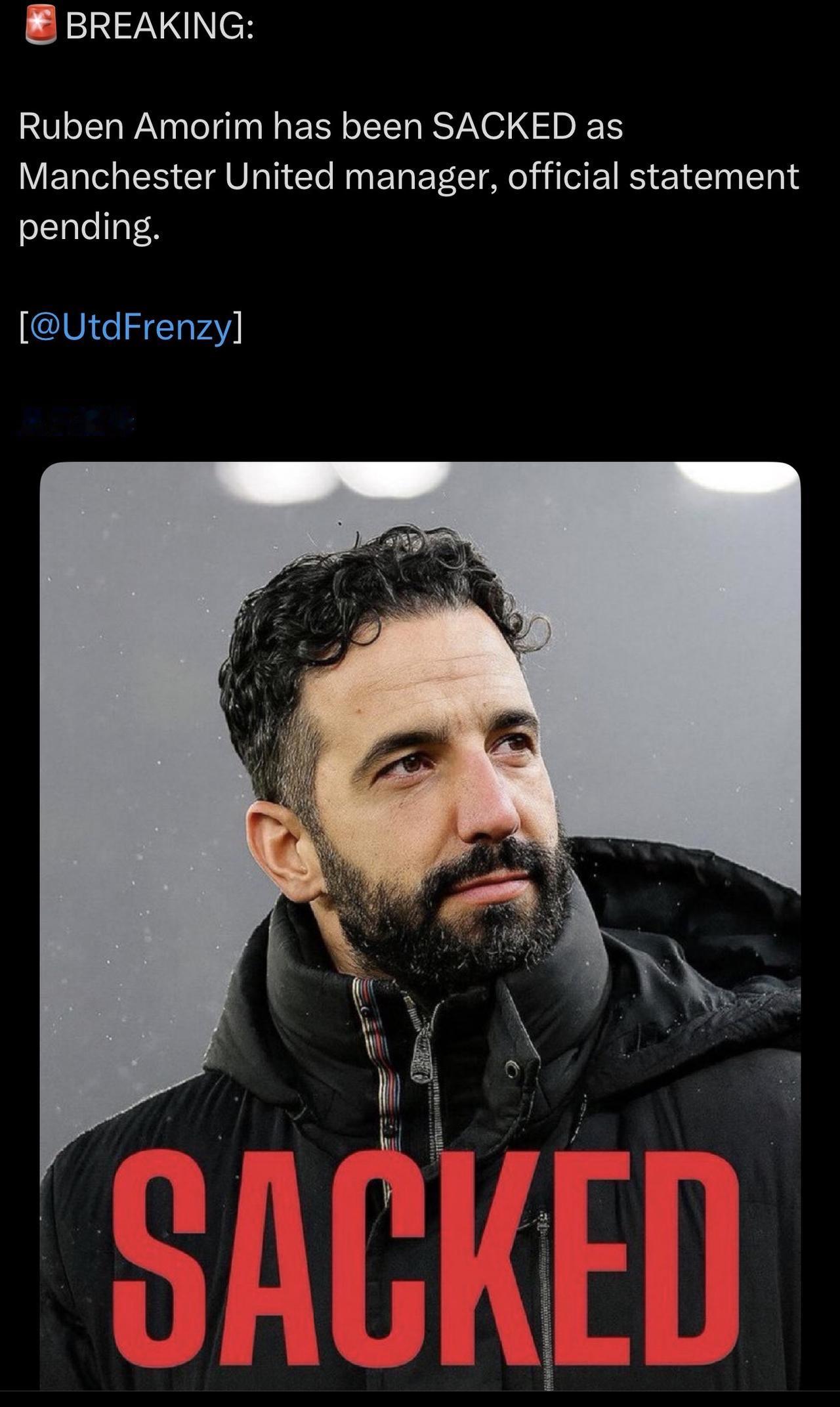 现在外网造谣阿莫林被辞退了，我觉得要是真的消息也正常。这哥们赛后发布会说：不是