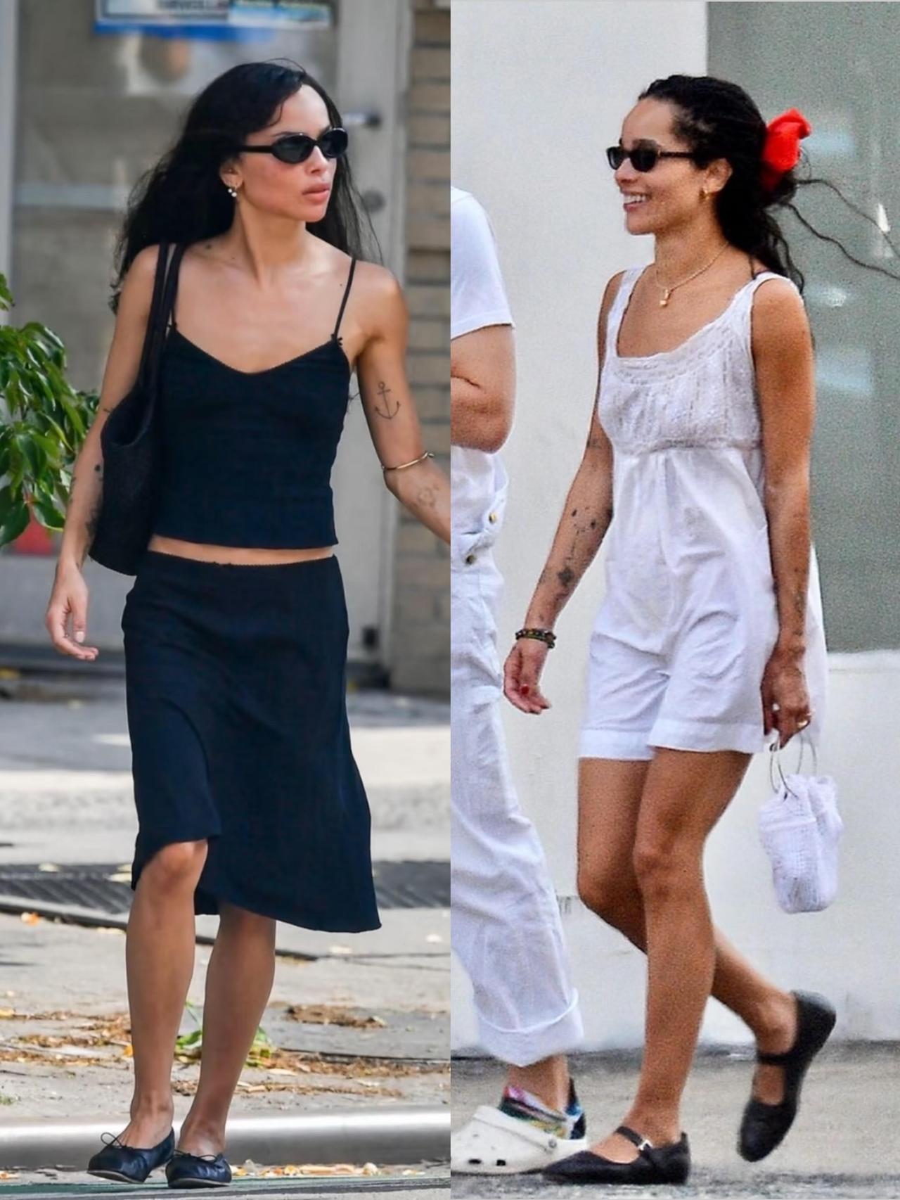 很会穿的小个子明星ZoeKravitz,夏日穿搭简单好看！她深谙小个子穿搭法则