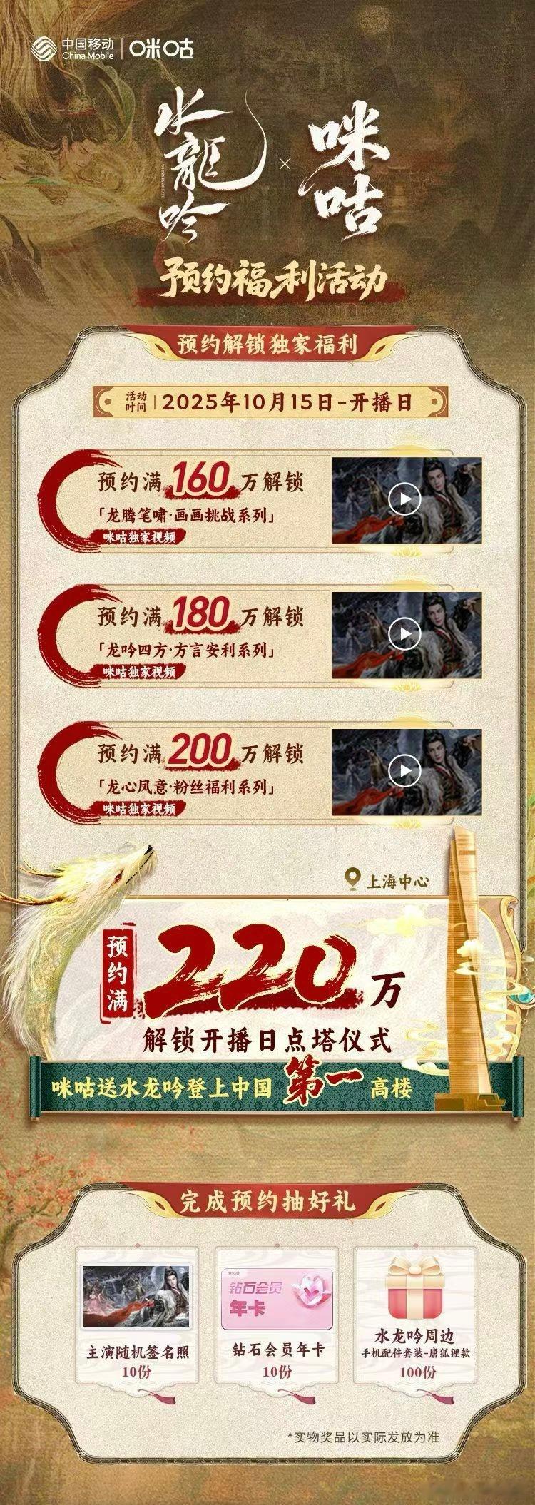 助力水龙吟登顶中国第一高楼220万预约冲啊！只要满额，罗云熙的《水龙吟》就能站