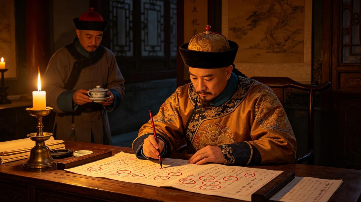 雍正赏李卫五百亩地，李卫次日分佃农。雍正怒查，他家茶壶都没盖。雍正三年深秋，李