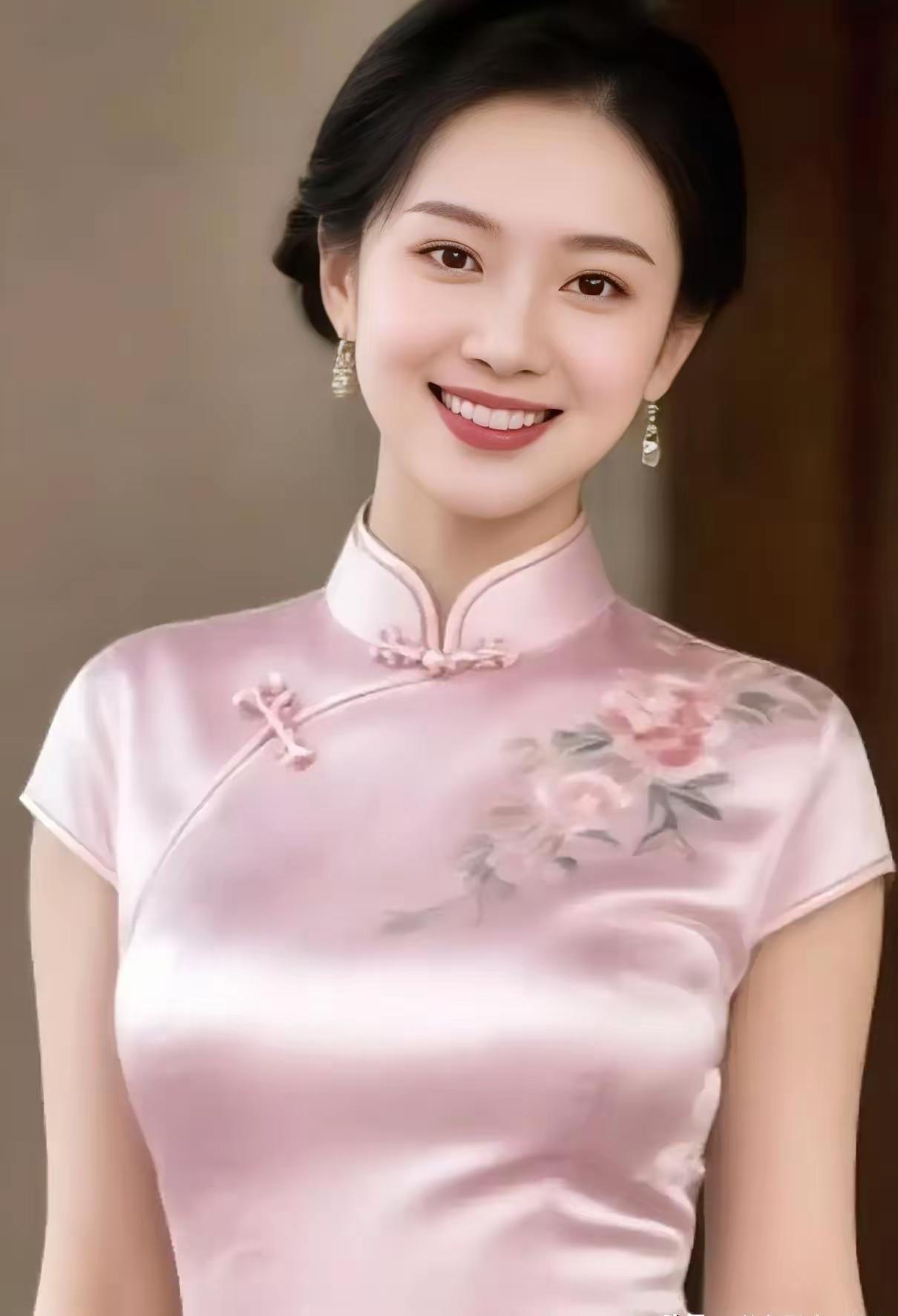 粉色旗袍好美啊