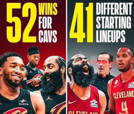 骑士自媒体CavsNation发图谈到了球队本赛季的表现：52场胜利，41