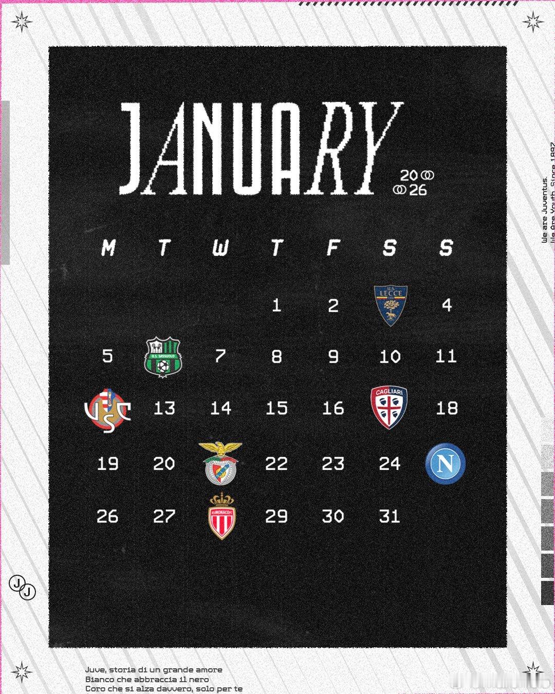 你妇新年第一个月的赛程，前半段的莱切、萨索洛、克莱默内塞和卡利亚里相对好打，后半